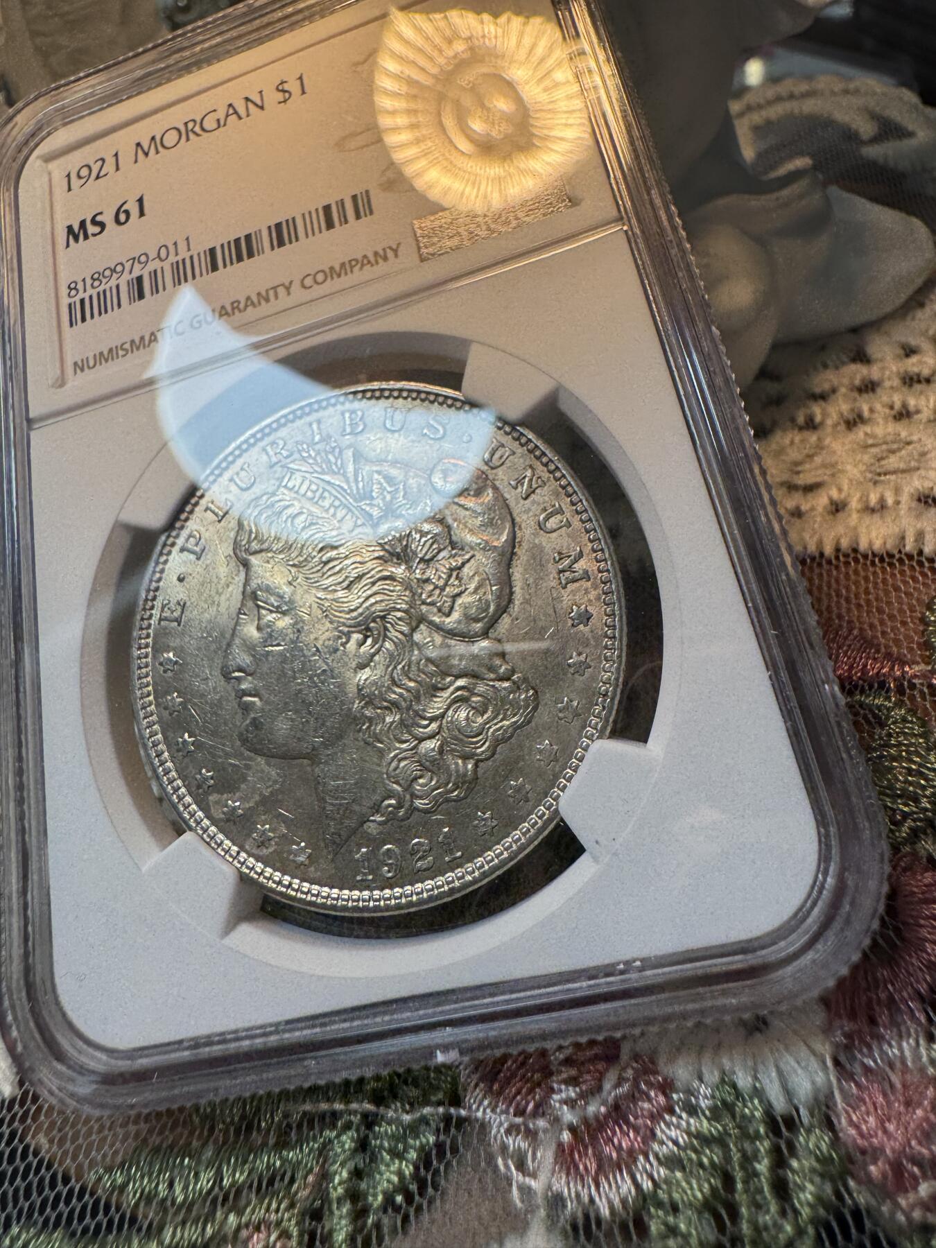 “一元初始，万象更新”新年新铺开张 全场免押0佣金 NGC MS61 1921年摩根 淡金色黄油包浆