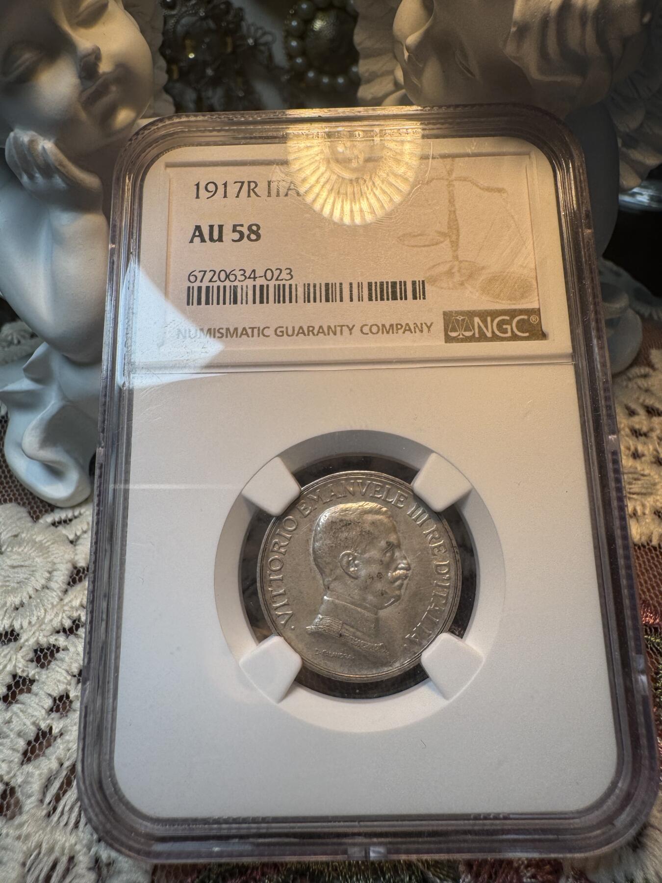 “一元初始，万象更新”新年新铺开张 全场免押0佣金 NGC AU58 1917年意大利马车里拉