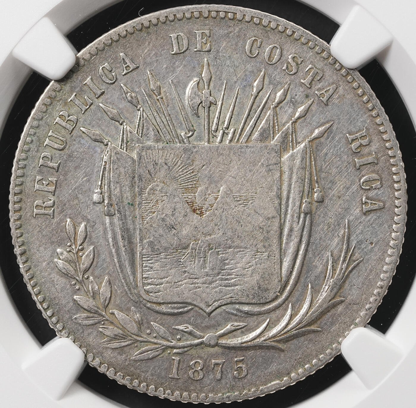 修遠堂世界钱币第五十二期 全场包邮 NGC XFD 1875年哥斯达黎加50分银币 仅仅铸造了6.9万枚 存世少见 轻微老洗