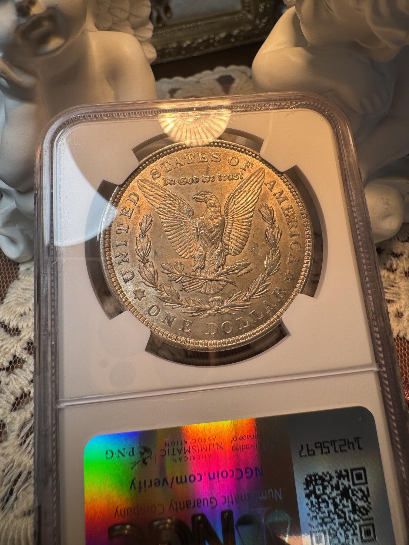“一元初始，万象更新”新年新铺开张 全场免押0佣金 NGC MS61 1921年摩根 淡金色黄油包浆