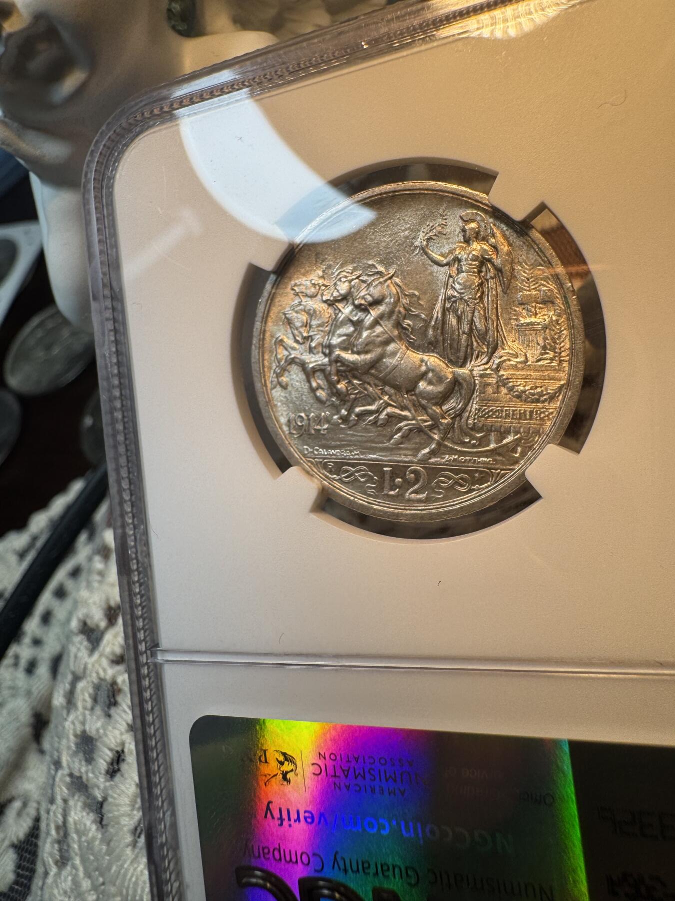 “一元初始，万象更新”新年新铺开张 全场免押0佣金 NGC MS63 1914R年意大利马车2里拉