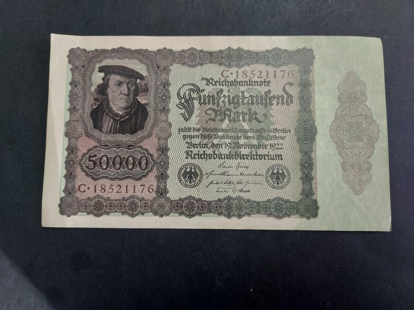 博彦收藏 3月18日 8点钱币专场 1922年德国50000马克 9品