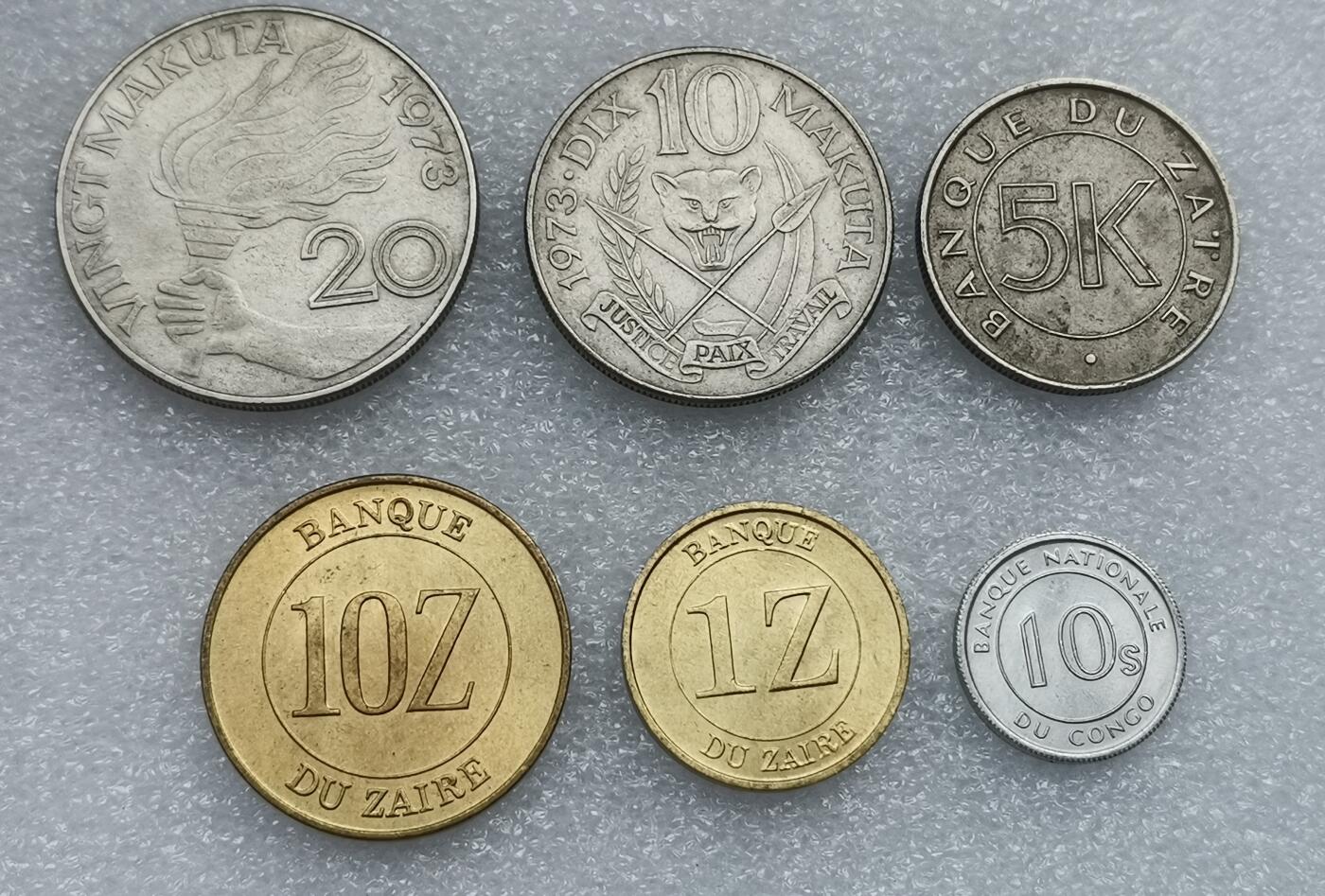 瓶子🏺第173期拍卖会 刚果民主共和国 扎伊尔1967-1988年硬币6枚套币