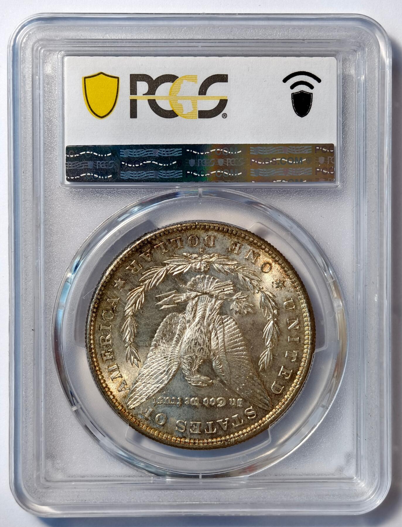 紫瑗钱币——第482期 美国 1881年 S版 摩根 大头妹 1美元 银币 PCGS MS63 淡彩