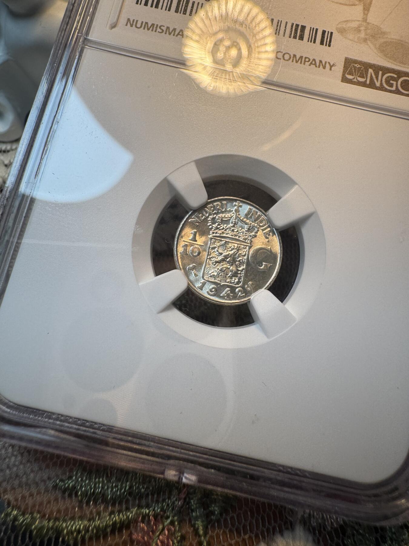 “一元初始，万象更新”新年新铺开张 全场免押0佣金 NGC MS66 1942年荷属东印度S版 1/10盾，麦稀奇所见最高分