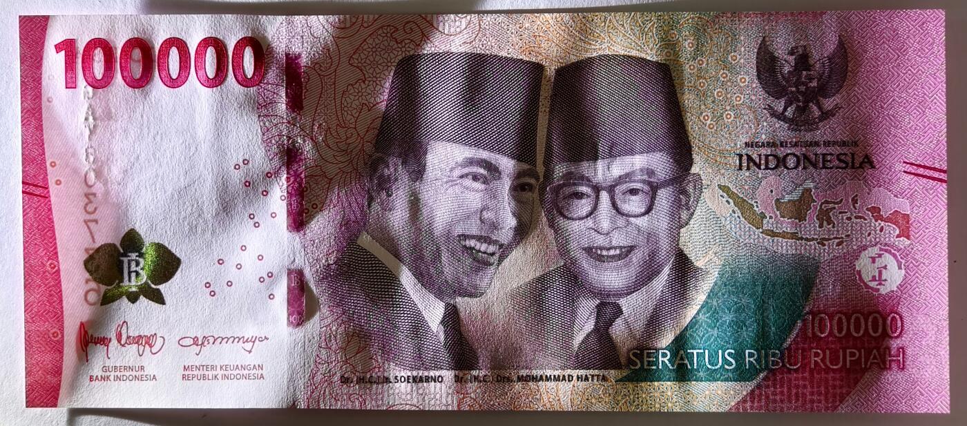 紫瑗钱币——第499期——纸币场 印度尼西亚 2022年 苏加诺和穆罕默德·哈达 100000卢比 UNC