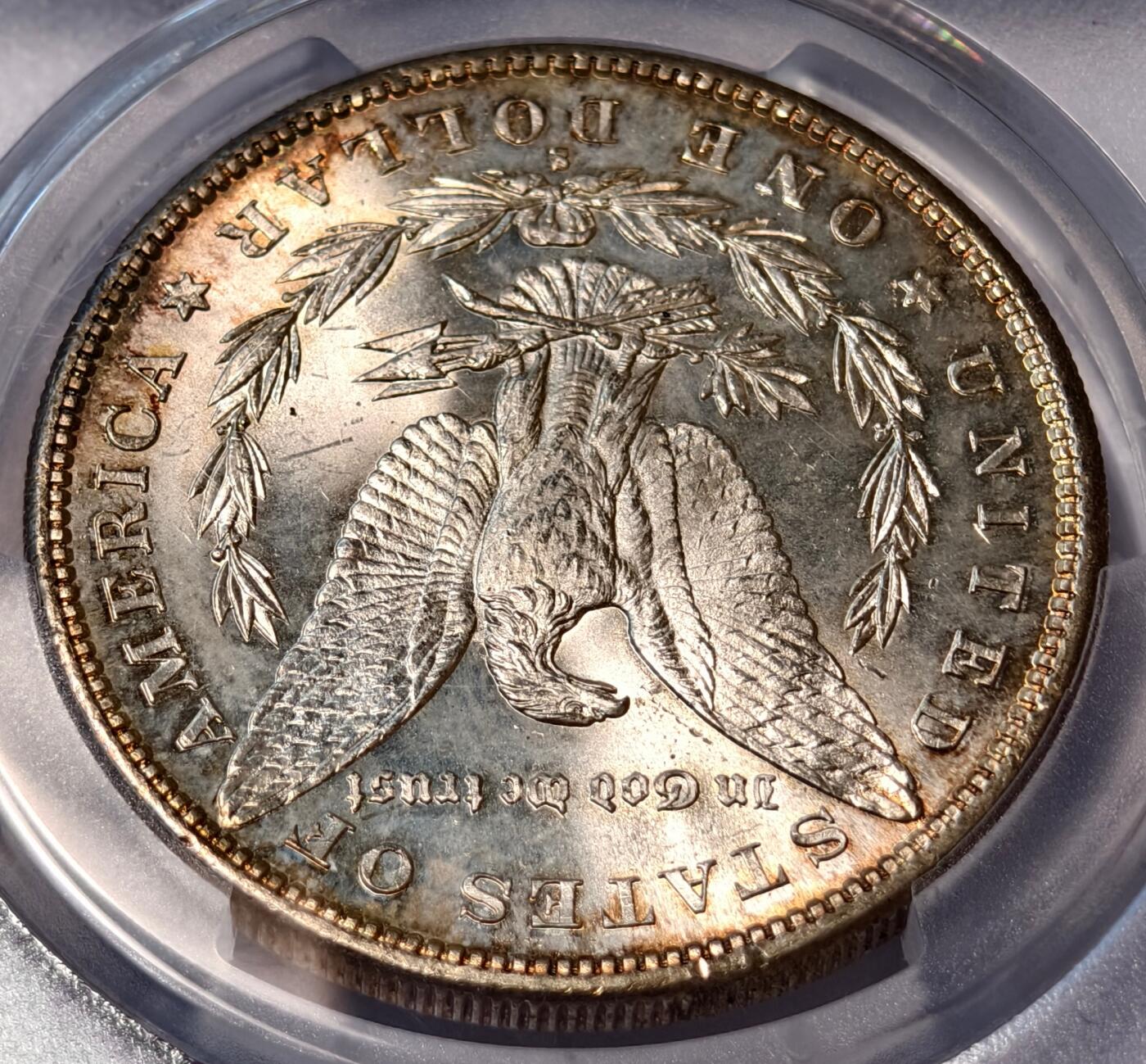 紫瑗钱币——第482期 美国 1881年 S版 摩根 大头妹 1美元 银币 PCGS MS63 淡彩