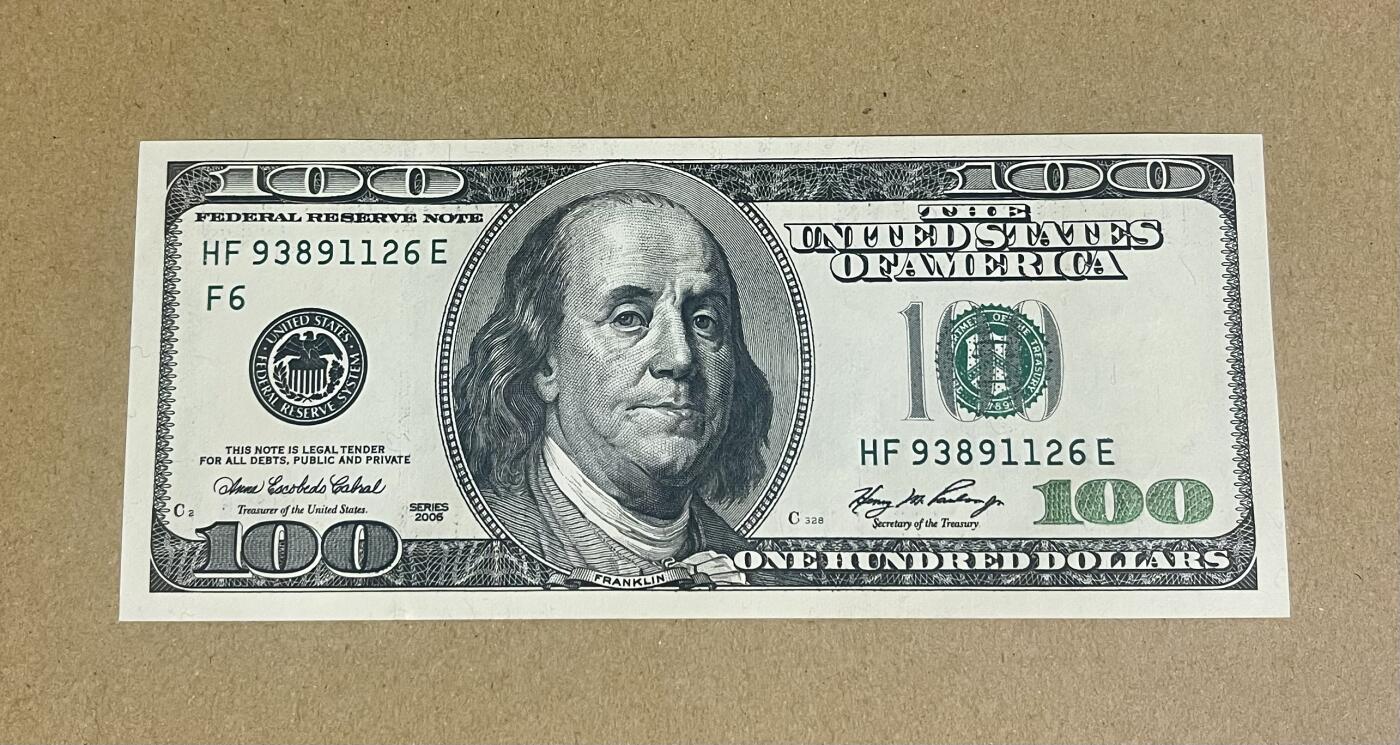 一帆外币靓号专拍第3场 大头100美元 无47尾6 绝品unc