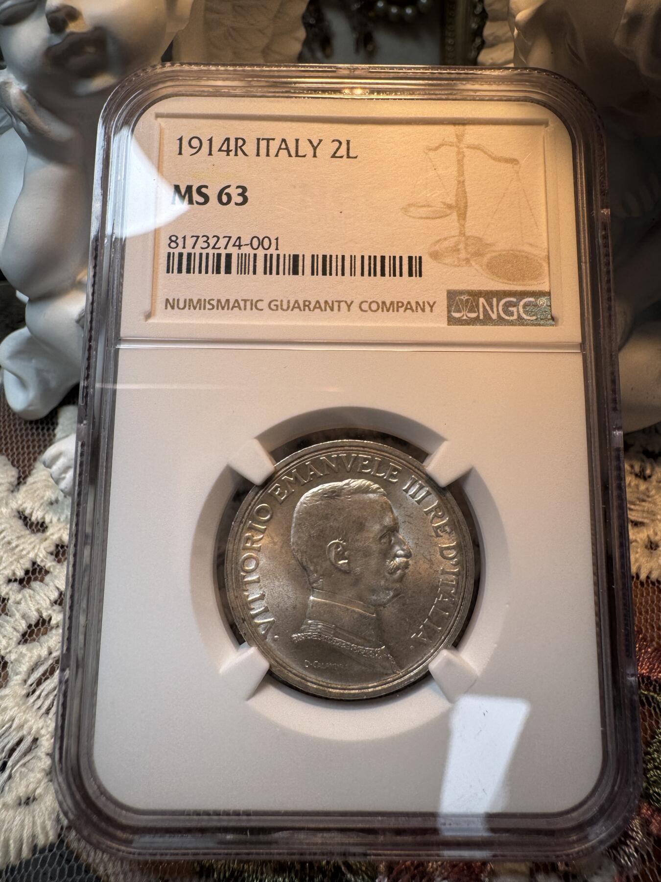 “一元初始，万象更新”新年新铺开张 全场免押0佣金 NGC MS63 1914R年意大利马车2里拉