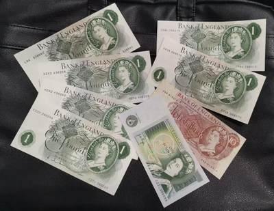 《张总收藏》181期-外币精品百拍特别场 (8张)英国7张1镑流通好品+1张10先令流通品相有笔记