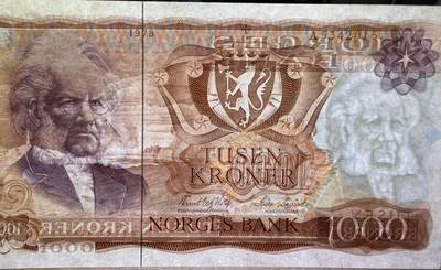 《张总收藏》181期-外币精品百拍特别场 挪威1000克朗 UNC 1978年 挪威剧作家易卜生 A冠