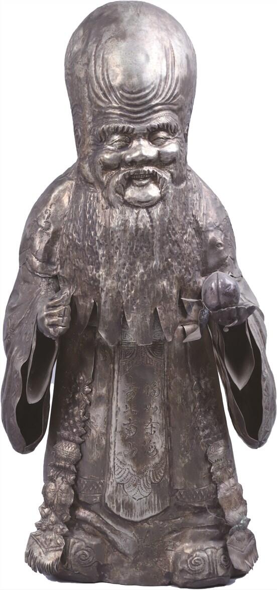 承乾2024年秋季文物艺术品拍卖会 清代 寿星立像 1 40*18.5cm 748.05g 银