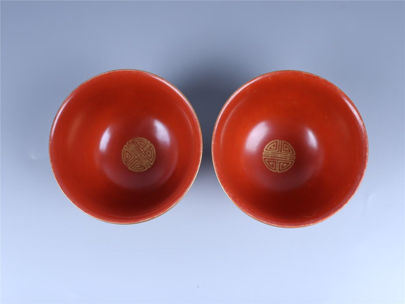 承乾2024年秋季文物艺术品拍卖会 青同治 “喜”字大婚瓷一对 2 9.7*9cm*2  瓷