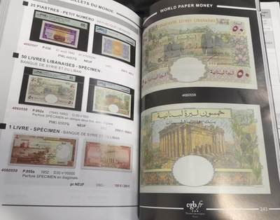 《张总收藏》181期-外币精品百拍特别场 (Live Auction法国cgb.fr印刷，原装进口9.5成新)法属&世界纸币目录2023年10月版