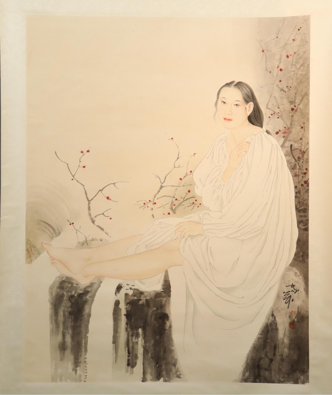 承乾2024年秋季文物艺术品拍卖会 近现代 何家英 人物 设色纸本立轴 101*78.5cm