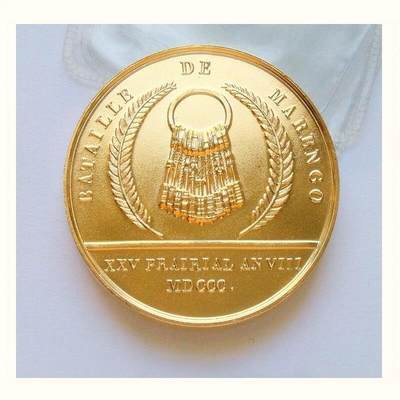 法国纪念1800年拿破仑马伦哥战役雄鹰高浮雕精制大镀金章 40MM - 法国纪念1800年拿破仑马伦哥战役雄鹰高浮雕精制大镀金章 40MM