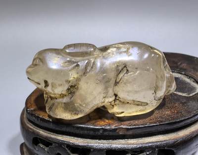 创汇时期出品水晶瑞兽吊坠挂件，全品如图，尺寸:5.9cm*2.3cm*2.6cm - 创汇时期出品水晶瑞兽吊坠挂件，全品如图，尺寸:5.9cm*2.3cm*2.6cm