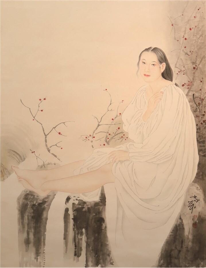承乾2024年秋季文物艺术品拍卖会 近现代 何家英 人物 设色纸本立轴 101*78.5cm