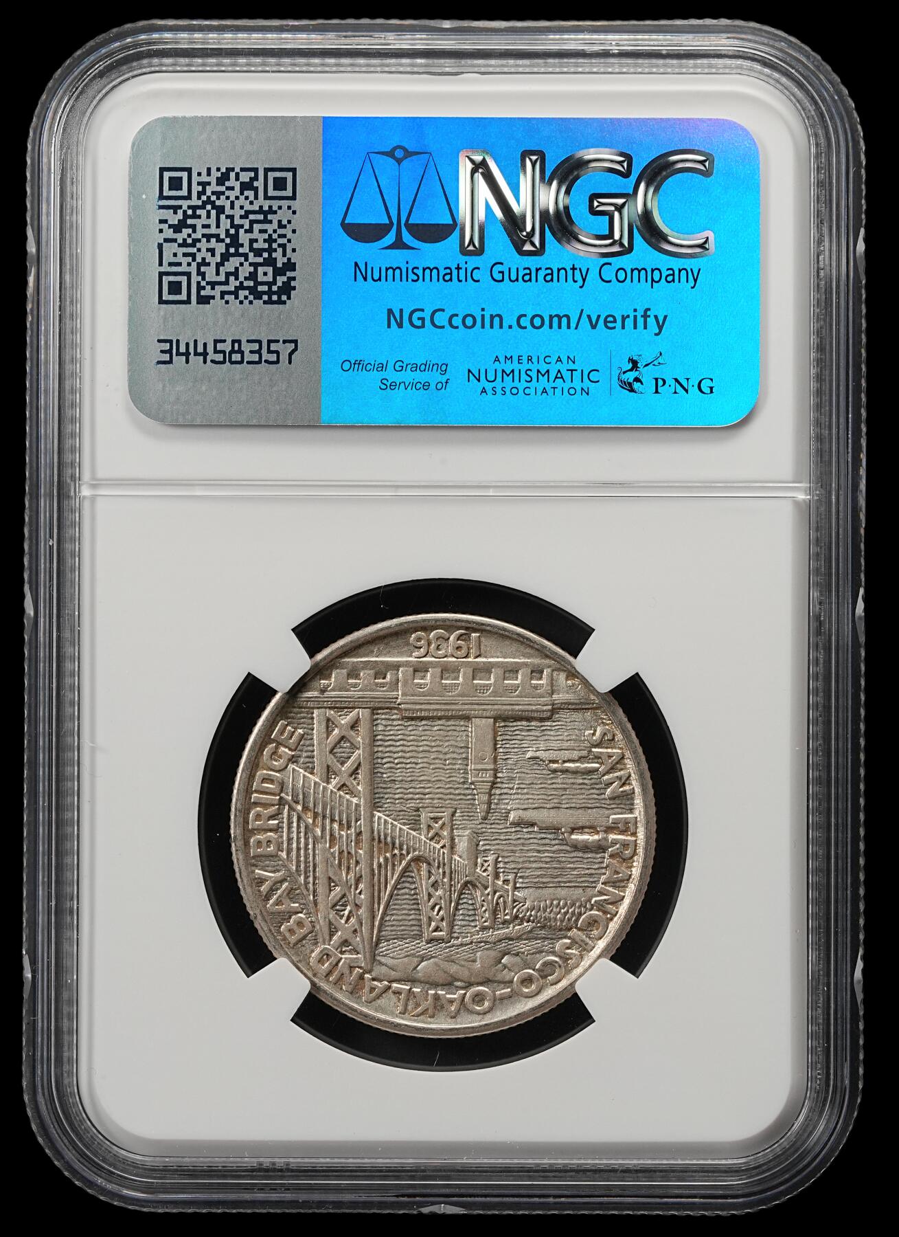 修遠堂世界钱币第五十二期 全场包邮 NGC AU58 1936年旧金山-奥克兰海湾大桥竣工纪念50美分银币