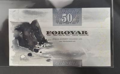 《张总收藏》181期-外币精品百拍特别场 法罗群岛2001年初版细安全线50克朗UNC无4 法罗绵羊的羊角