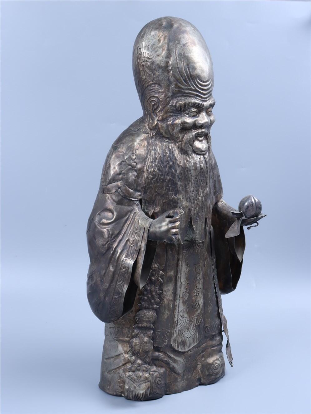 承乾2024年秋季文物艺术品拍卖会 清代 寿星立像 1 40*18.5cm 748.05g 银