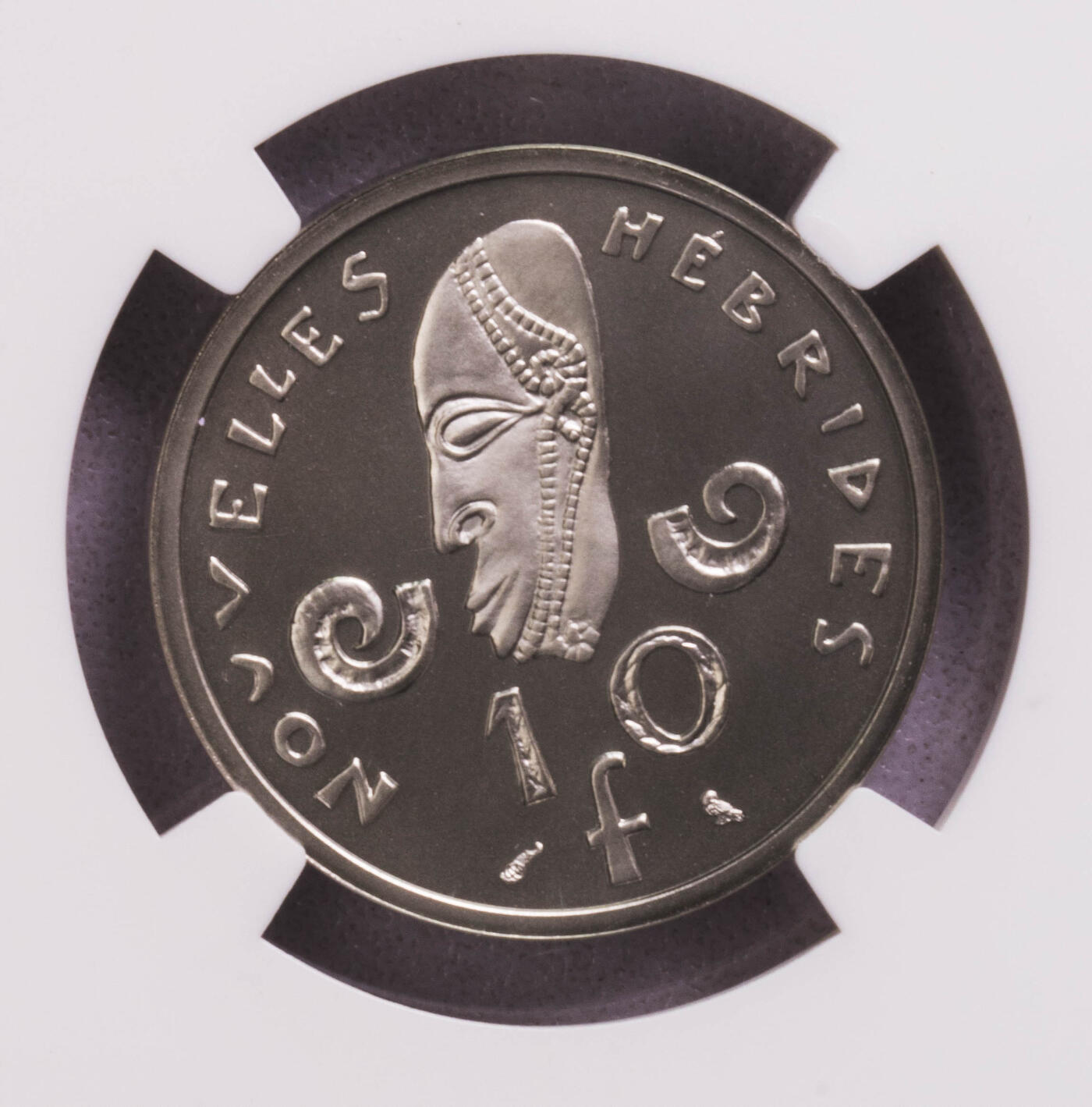 NGC-PF69 1967新赫布里底10法郎镍加厚样币 顶级品