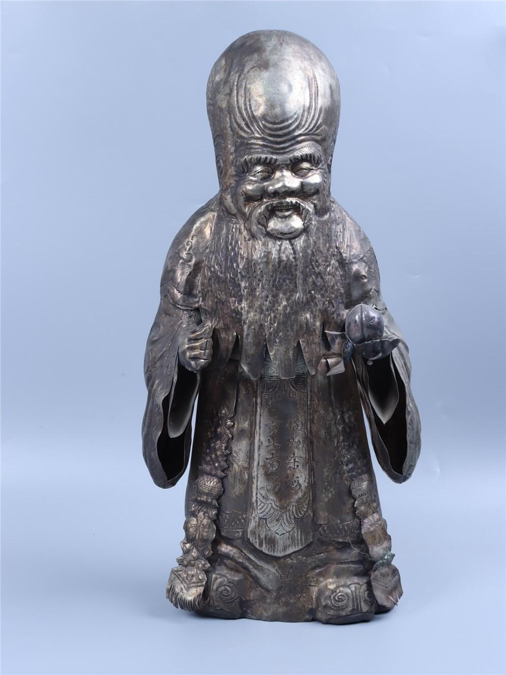 承乾2024年秋季文物艺术品拍卖会 清代 寿星立像 1 40*18.5cm 748.05g 银