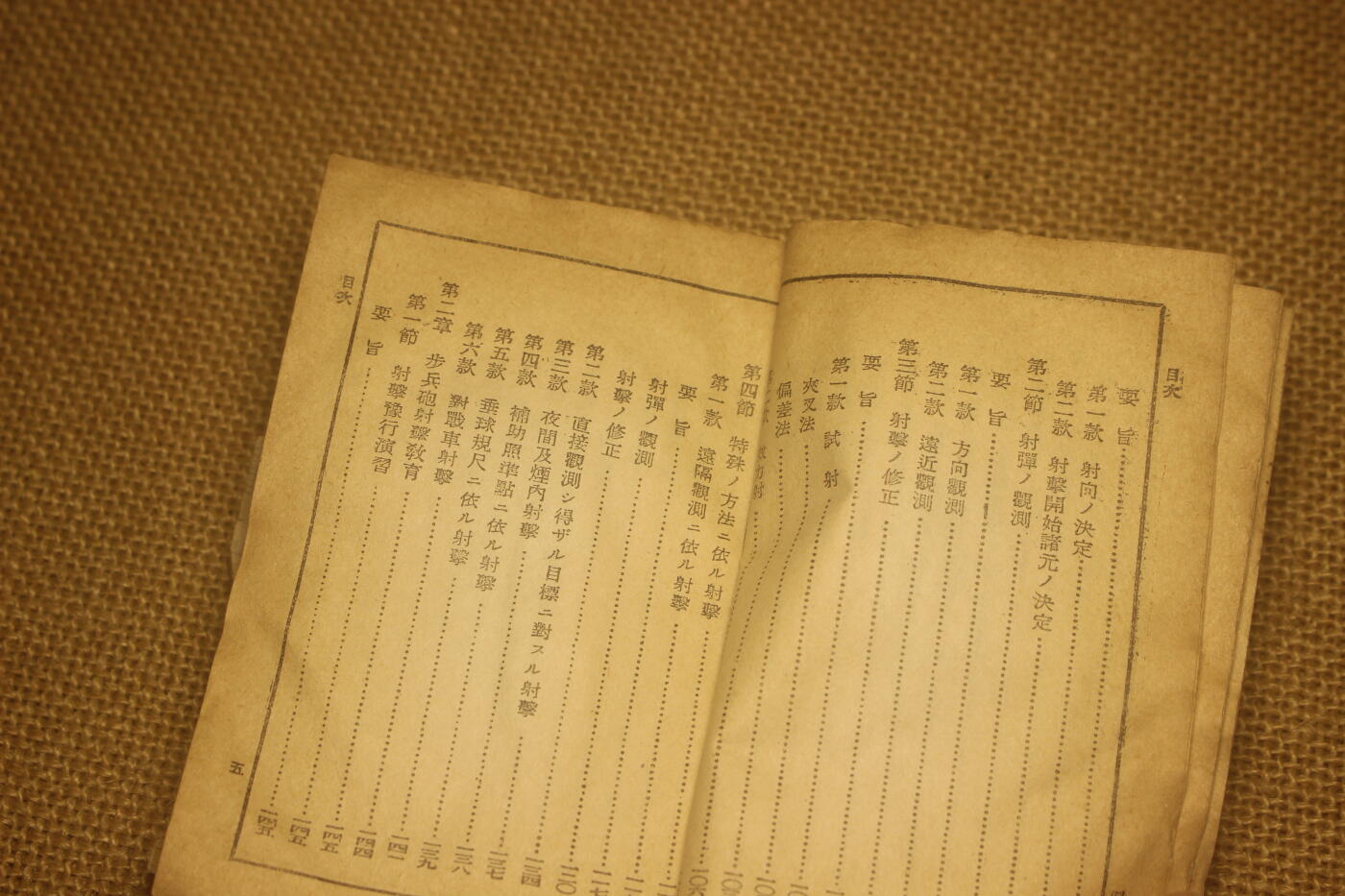 2024.12.31日系杂货小拍卖 《诸兵射击教范》，昭和十四年印发，包括枪械火炮射击教学等内容，年代久远纸张略有痕迹，封面封底有裂，内容无缺