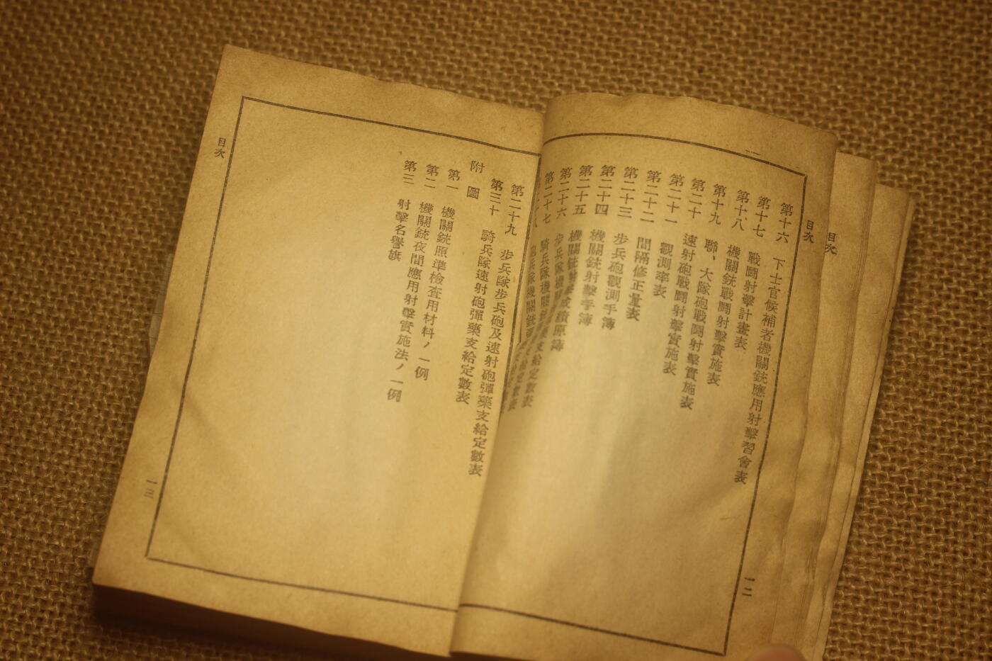 2024.12.31日系杂货小拍卖 《诸兵射击教范》，昭和十四年印发，包括枪械火炮射击教学等内容，年代久远纸张略有痕迹，封面封底有裂，内容无缺