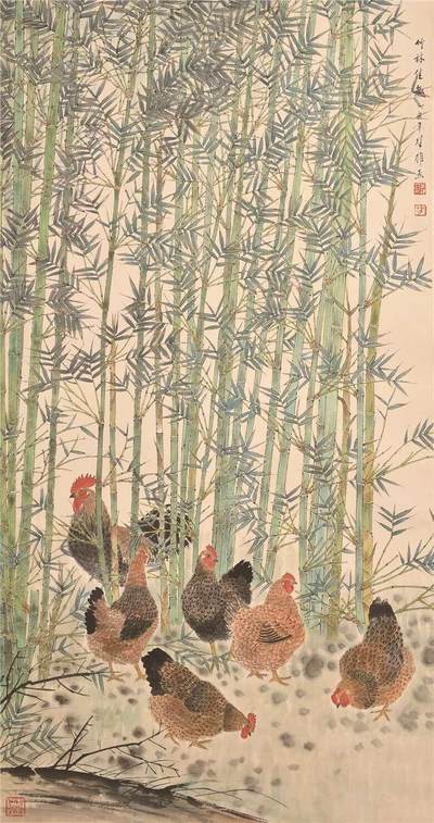 承乾2024年秋季文物艺术品拍卖会 - 方楚雄 竹林佳趣 纸本立轴 136*67