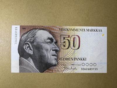 《张总收藏》181期-外币精品百拍特别场 芬兰50马克 UNC 1986年初版 芬兰建筑师阿尔托 无47双尾