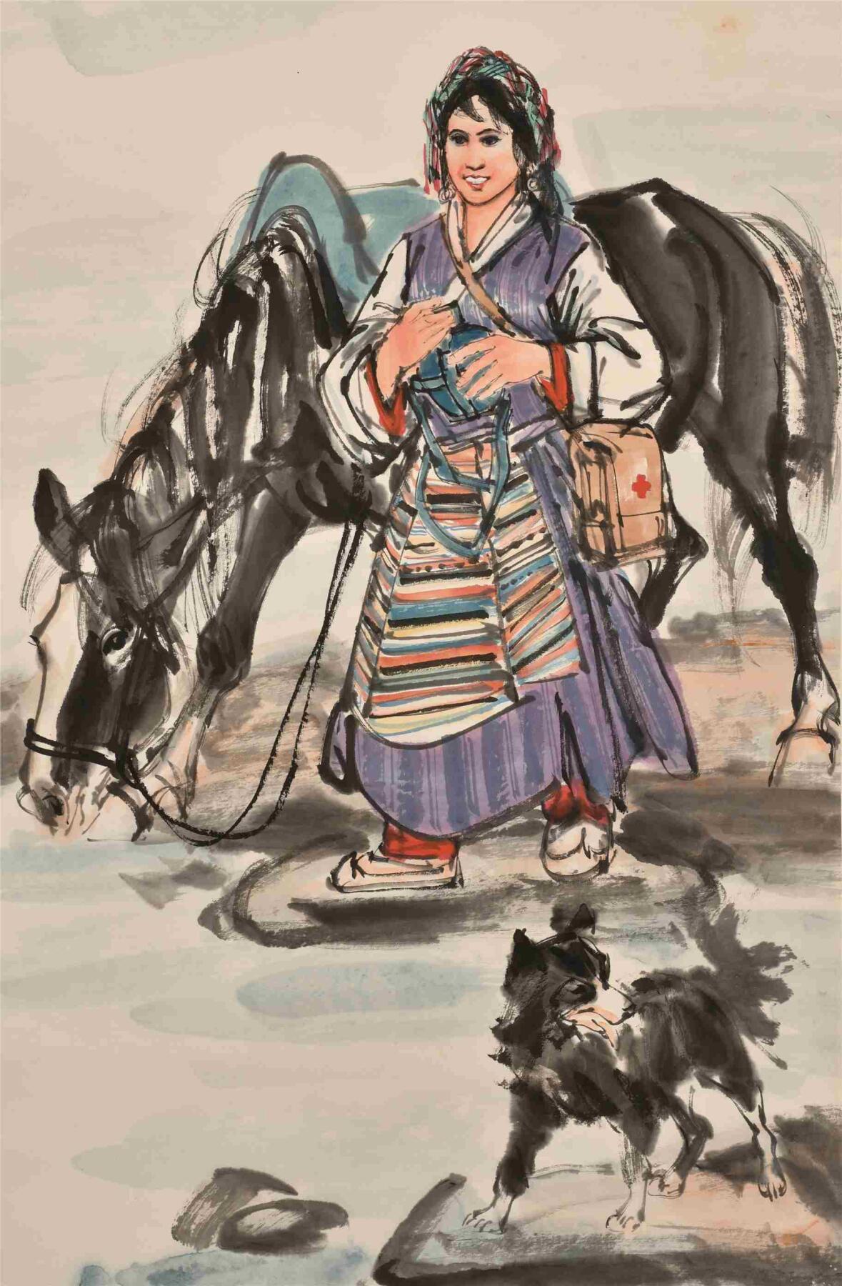 承乾2024年秋季文物艺术品拍卖会 黄胄 金沙江畔 纸本立轴 119×54cm