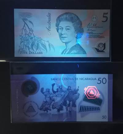 《张总收藏》181期-外币精品百拍特别场 (2张首发)澳大利亚1992年初版首发AA冠5元UNC无47 Pick#50a/尼加拉瓜2014年A冠50科多巴无47 Pick#211