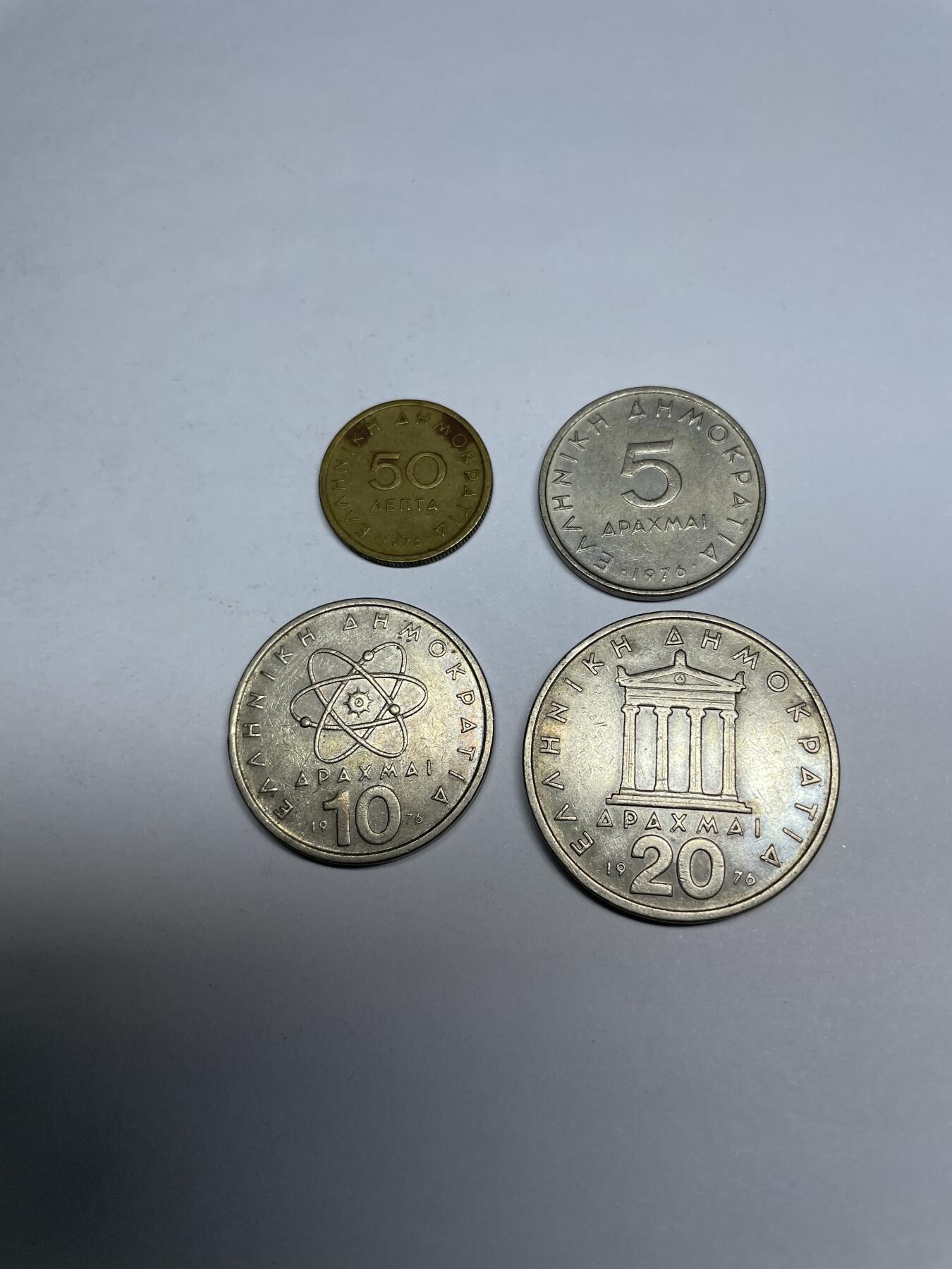 每日一拍，2024年集古藏今外币拍卖第十九期-第9场—（总第189拍），可以寄存60天，满160元包邮。 1976年希腊四枚