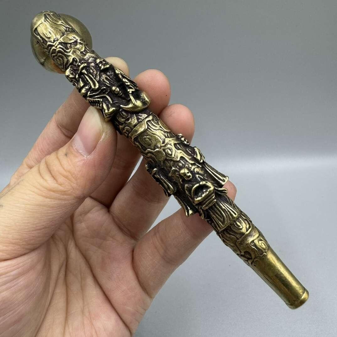 杂项专场 纯铜黄铜八仙两用烟斗