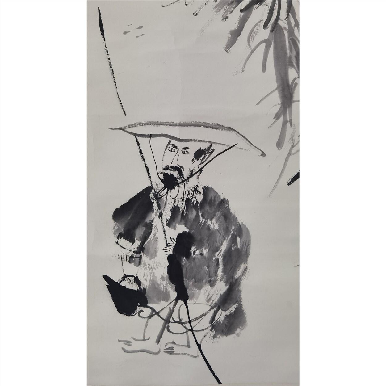 承乾2024年秋季文物艺术品拍卖会 卢沉 渔翁图 水墨纸本立轴 85x60cm