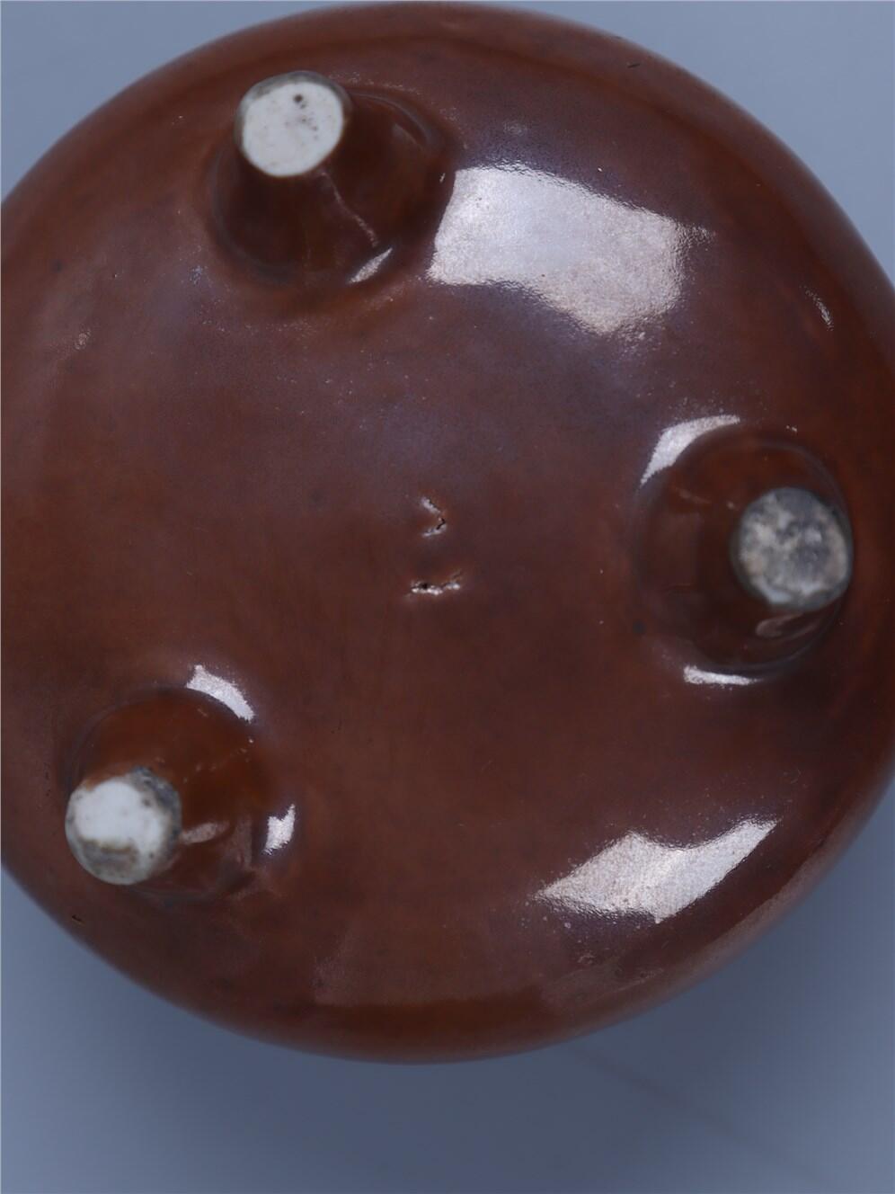 承乾2024年秋季文物艺术品拍卖会 清 紫金釉双耳琴炉 1 9.5*6cm  瓷