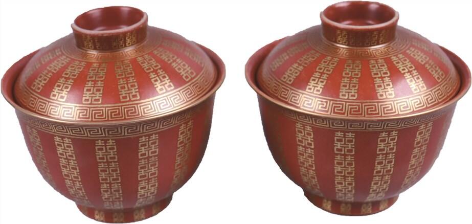 承乾2024年秋季文物艺术品拍卖会 青同治 “喜”字大婚瓷一对 2 9.7*9cm*2  瓷
