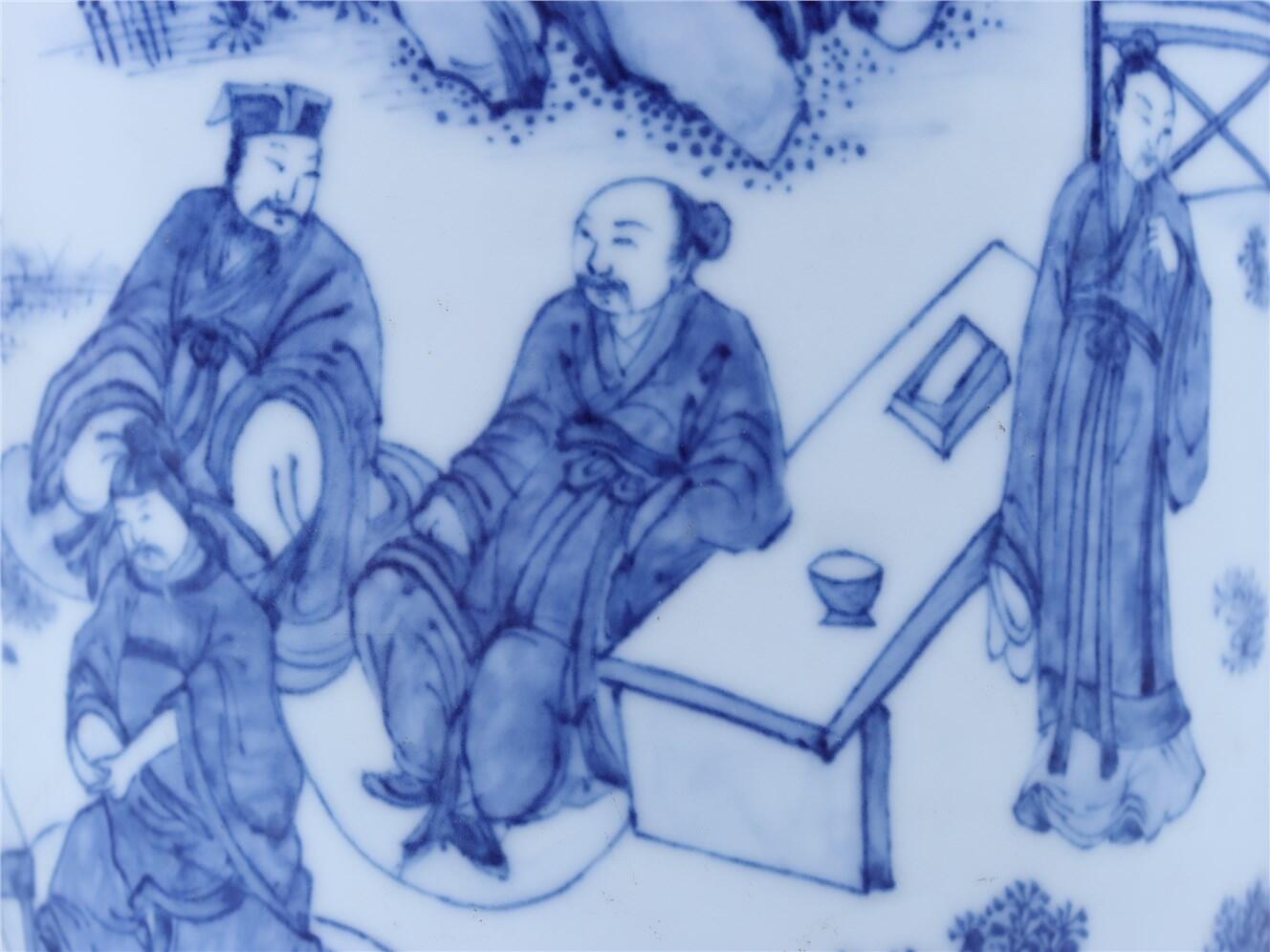 承乾2024年秋季文物艺术品拍卖会 清 青花竹林七贤笔筒 1 17*17.8cm  瓷