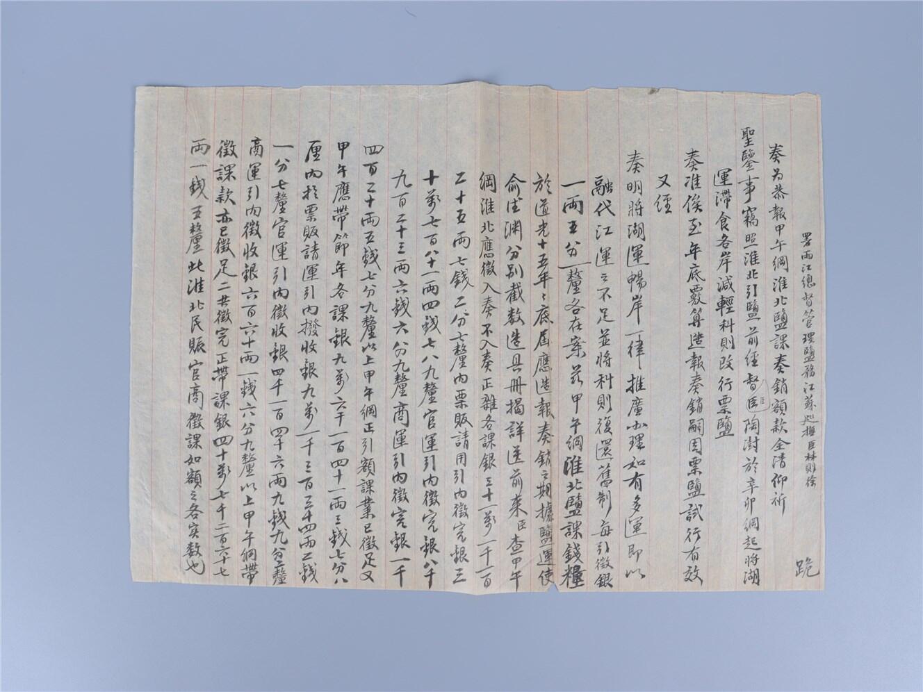 承乾2024年秋季文物艺术品拍卖会 清代 林则徐奏稿 纸本单页 33*24