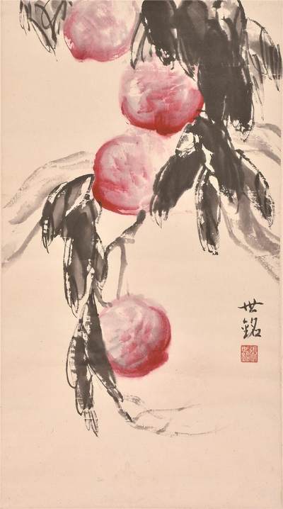承乾2024年秋季文物艺术品拍卖会 - 张世铭 大寿图 设色纸本立轴 66*37cm