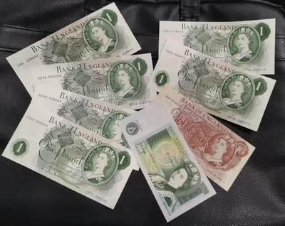 《张总收藏》181期-外币精品百拍特别场 (8张)英国7张1镑流通好品+1张10先令流通品相有笔记