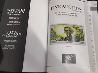 《张总收藏》181期-外币精品百拍特别场 (Live Auction法国cgb.fr印刷，原装进口9.5成新)法属&世界纸币目录2023年10月版