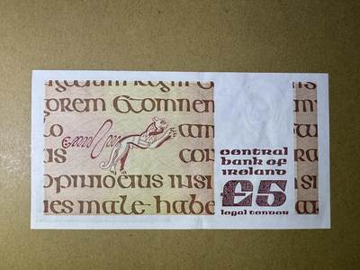 《张总收藏》181期-外币精品百拍特别场 爱尔兰5镑 UNC 1993年 爱尔兰哲学家埃里金纳 局部荧光