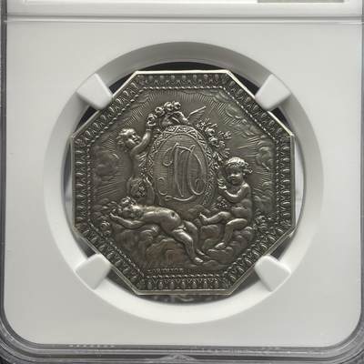 「木头集藏」章牌精品专场！ - 法国爱与婚姻八角银章，MS64, 直径：33mm，难得好品！