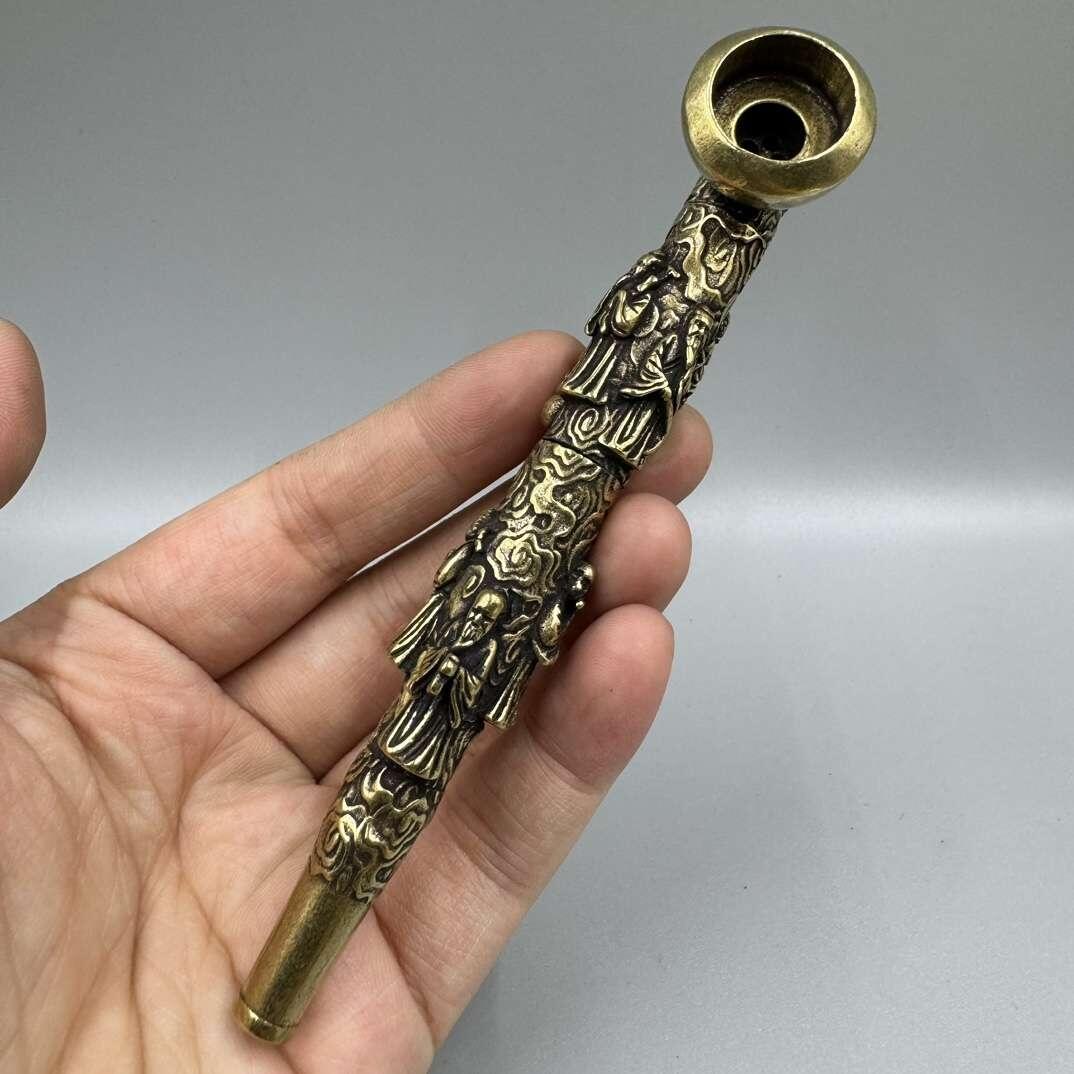 杂项专场 纯铜黄铜八仙两用烟斗