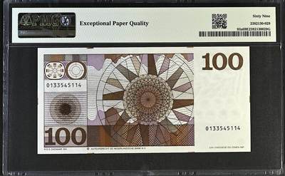 《张总收藏》181期-外币精品百拍特别场 荷兰100盾 PMG69E 1970年 海军上将勒伊特 俗称大胖子 冠军分