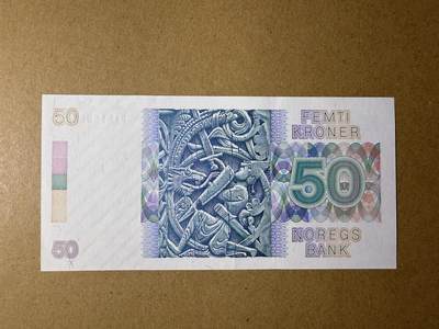 《张总收藏》181期-外币精品百拍特别场 挪威50克朗 UNC 1993年 挪威诗人文耶 无47