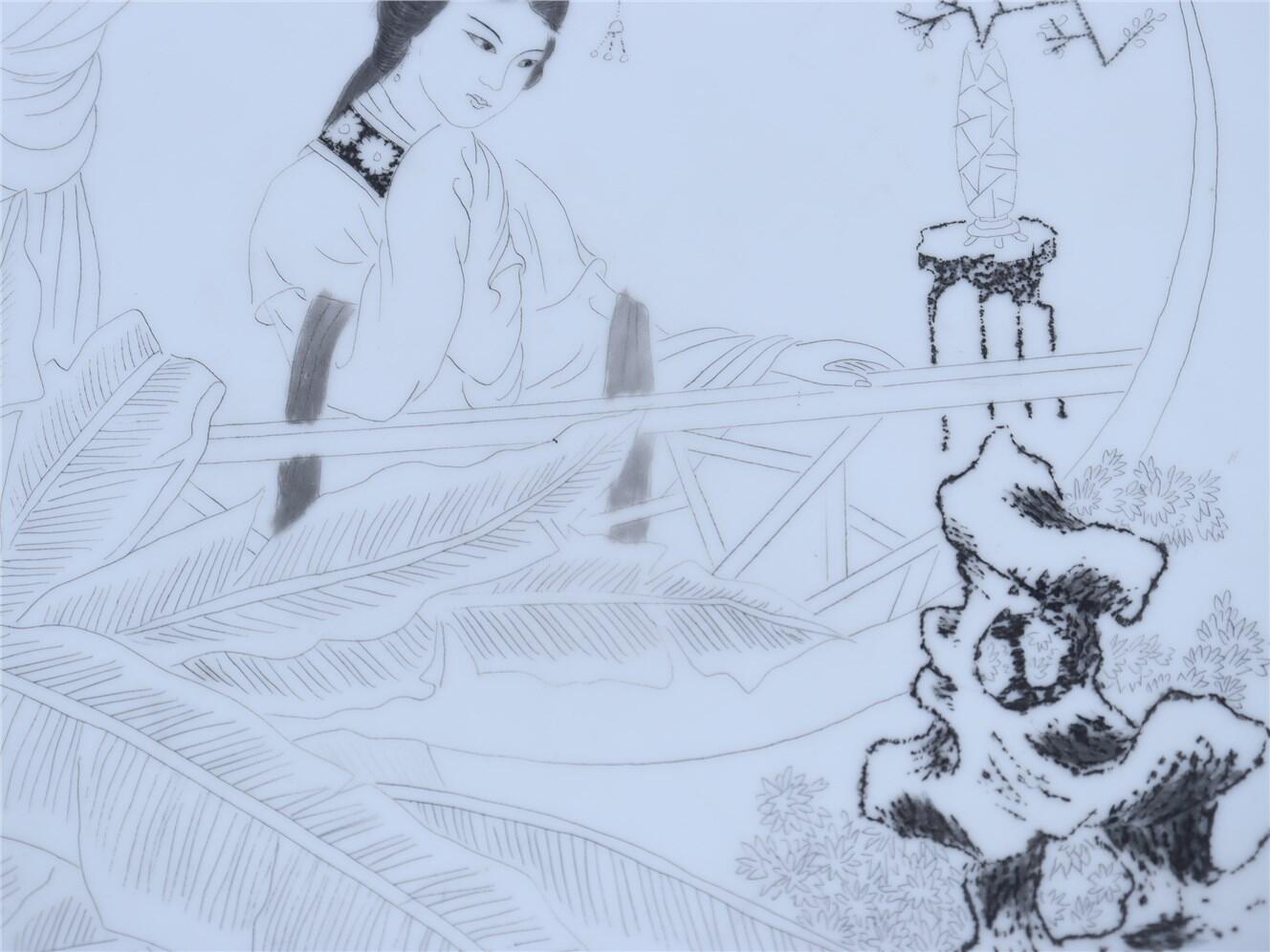 承乾2024年秋季文物艺术品拍卖会 现代 拜月记刻瓷盘 1 H3，D25cm  瓷