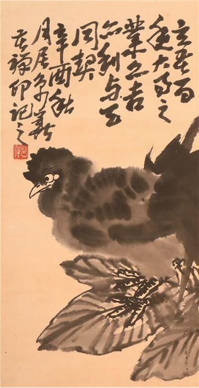 承乾2024年秋季文物艺术品拍卖会 - 李苦禅  吉祥 水墨纸本立轴 67*33cm